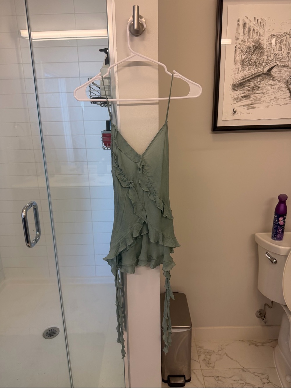 Zara Light Green Ruffled Cami Top - Women